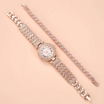 Πολυτελές ρολόι Rhinestone Γυναικείο ρολόι μόδας ρολόι και βραχιόλι Γυναικείο σετ Γυναικείο ρολόι Montre Femme Relogio Zegarek Damski