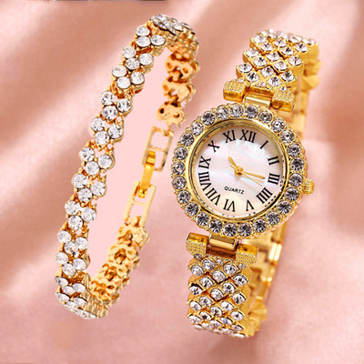 Ceas de lux cu strass Ceas de dama Set de ceas de moda si bratara Ceas de dama de dama Montre Femme Relogio Zegarek Damski