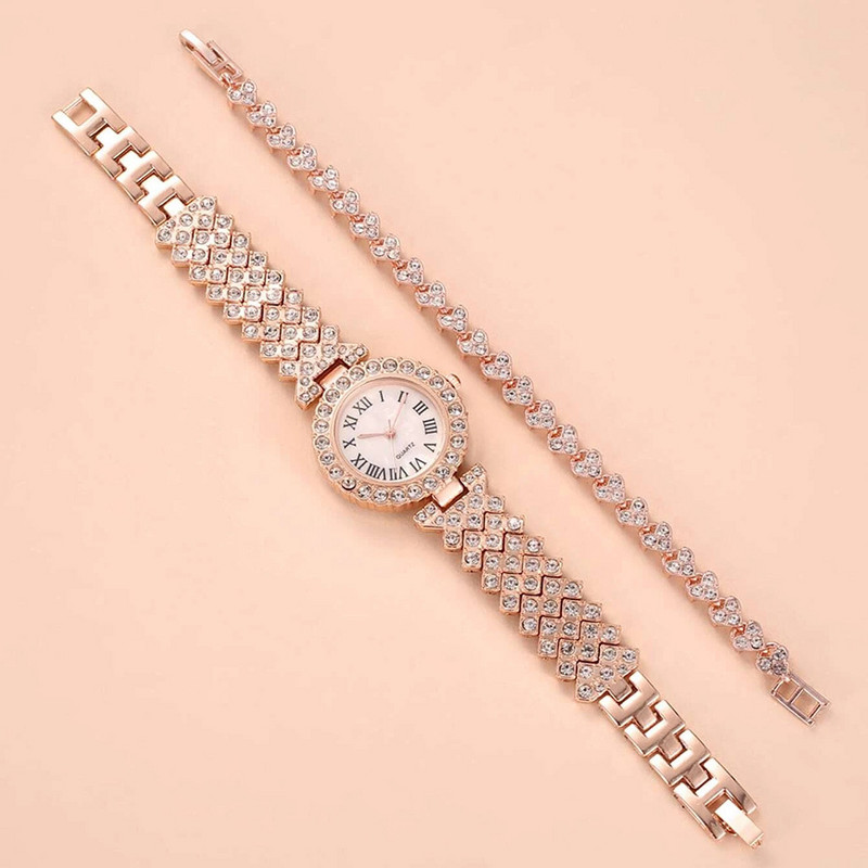 Ceas de lux cu strass Ceas de dama Set de ceas de moda si bratara Ceas de dama de dama Montre Femme Relogio Zegarek Damski