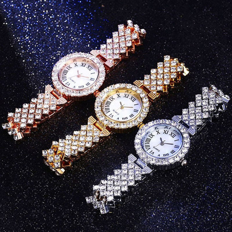 Ceas de lux cu strass Ceas de dama Set de ceas de moda si bratara Ceas de dama de dama Montre Femme Relogio Zegarek Damski
