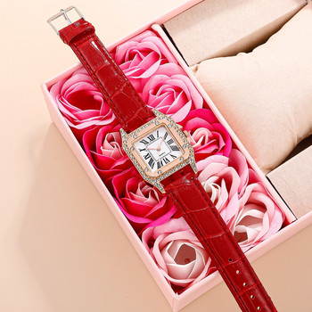Γυναικείο ρολόι διαμαντιών Έναστρο τετράγωνο ρολόι βραχιόλι με καντράν Ρολόγια γυναικείο δερμάτινο λουράκι Χαλαζίας ρολόι χειρός Γυναικείο ρολόι Relogio