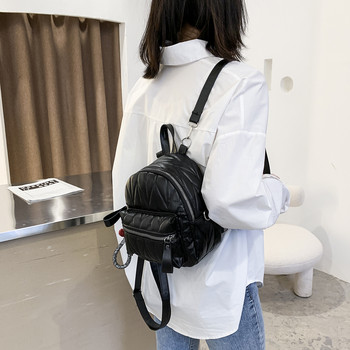 Ежедневни едноцветни ретро PU кожени дамски раници Обикновени ученически ученически чанти Дамски модни малки чанти през рамо през рамо