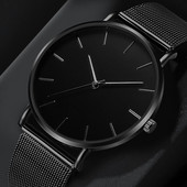 Reloj Mujer Moda Metal Ora Ceas Casual Ceas Cuarț simplu Ceas de mână din oțel inoxidabil cu plasă neagră Saa Brățară