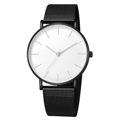 Reloj Mujer Moda Metal Ora Ceas Casual Ceas Cuarț simplu Ceas de mână din oțel inoxidabil cu plasă neagră Saa Brățară