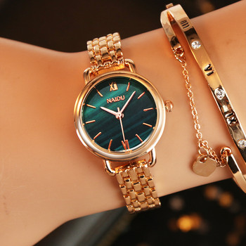 Γυναικείο ρολόι μόδας ροζ χρυσό Πολυτελές γυναικείο ρολόι από ανοξείδωτο ατσάλι Μικρό καντράν Κομψό γυναικείο βραχιόλι χαλαζία Ρολόι χειρός reloj