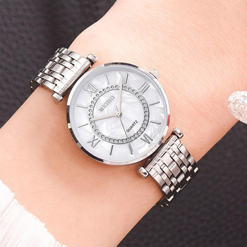 Πολυτελή κρυστάλλινα γυναικεία βραχιόλια ρολόγια κορυφαίας επωνυμίας μόδας Diamond γυναικείο ρολόι χαλαζία Ατσάλινο γυναικείο ρολόι χειρός Montre Femme Relogio