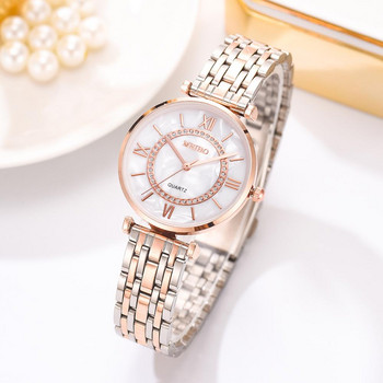 Πολυτελή κρυστάλλινα γυναικεία βραχιόλια ρολόγια κορυφαίας επωνυμίας μόδας Diamond γυναικείο ρολόι χαλαζία Ατσάλινο γυναικείο ρολόι χειρός Montre Femme Relogio