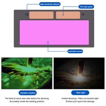 Автоматична заваръчна маска с голям изглед, истински цвят, слънчева енергия, автоматично затъмняваща заваръчна каска за електродъгово заваряване, шлифоване, нарязване, заваряване, работа