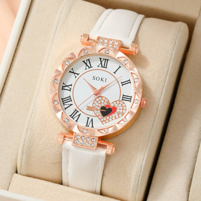 Izsmalcināts sieviešu kvarca pulkstenis biznesa modes ikdienišķs apaļš Rhinestone kvarca pulkstenis dāvana draugiem ģimenei