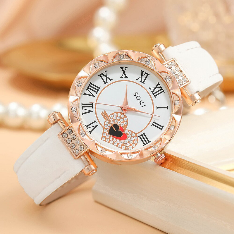 Izsmalcināts sieviešu kvarca pulkstenis biznesa modes ikdienišķs apaļš Rhinestone kvarca pulkstenis dāvana draugiem ģimenei