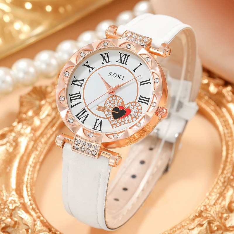 Izsmalcināts sieviešu kvarca pulkstenis biznesa modes ikdienišķs apaļš Rhinestone kvarca pulkstenis dāvana draugiem ģimenei