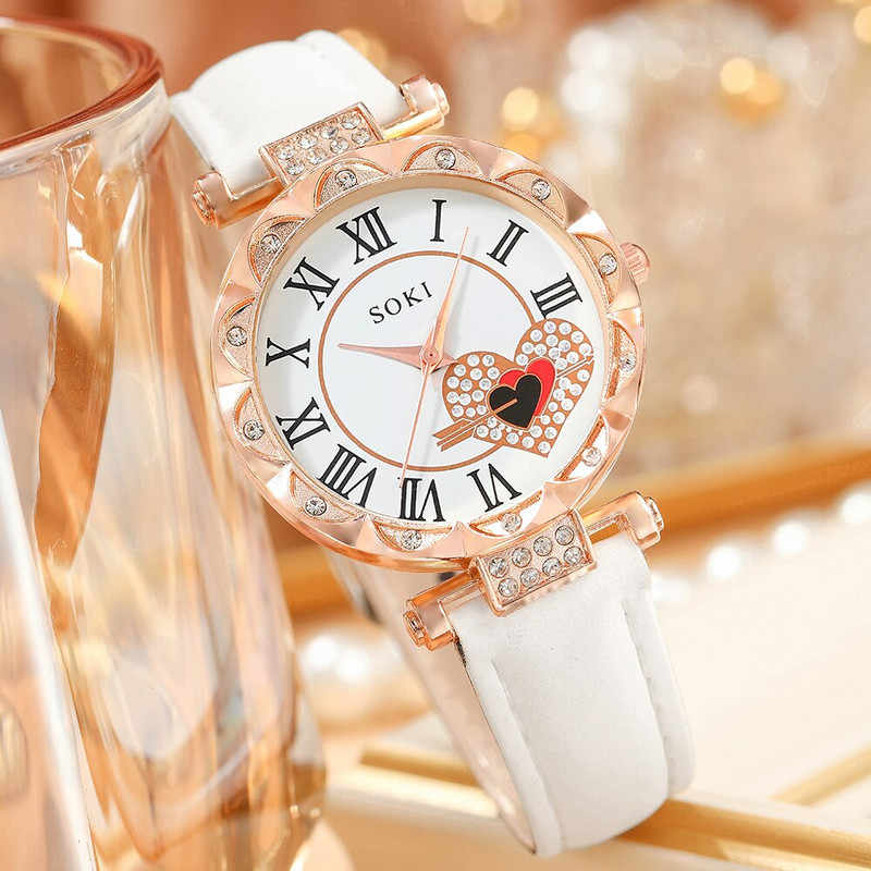 Izsmalcināts sieviešu kvarca pulkstenis biznesa modes ikdienišķs apaļš Rhinestone kvarca pulkstenis dāvana draugiem ģimenei