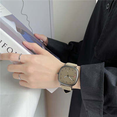 Ceas cu cuarț de marcă Ceas pentru tineri pentru studenți Ceas de mână cu curea din piele, cadran pătrat, ocazional, modă, bărbați, femei, cadou, comerț cu ridicata