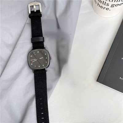 Ceas cu cuarț de marcă Ceas pentru tineri pentru studenți Ceas de mână cu curea din piele, cadran pătrat, ocazional, modă, bărbați, femei, cadou, comerț cu ridicata