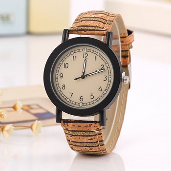 Μόδα Unisex Ρολόι Υψηλής ποιότητας Flower Surface Wood Grain Δερμάτινο Ρολόι καρπού Quartz Sports Vintage Ρολόγια Κομψό Ρολόι