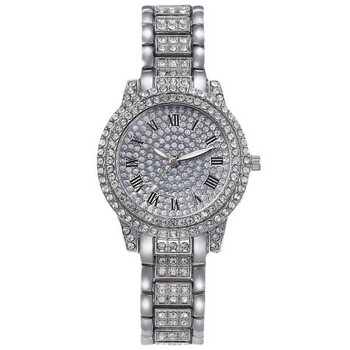 Моден дамски часовник с лъскав диамантен часовник Дамски луксозни маркови дамски ежедневни дамски гривни Кристални часовници Relogio Feminino