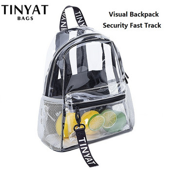 Σακίδιο πλάτης μόδας TINYAT για γυναίκες Clear PVC Backpack Beach Διαφανές τσάντα πλάτης ταξιδιού για έφηβες αισθητικής