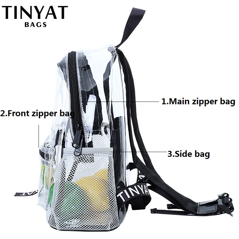 TINYAT modes mugursoma sievietēm Caurspīdīga PVC mugursoma Beach Caurspīdīga ceļojumu mugursomas soma pusaudžu meitenēm Estētiska mugursoma