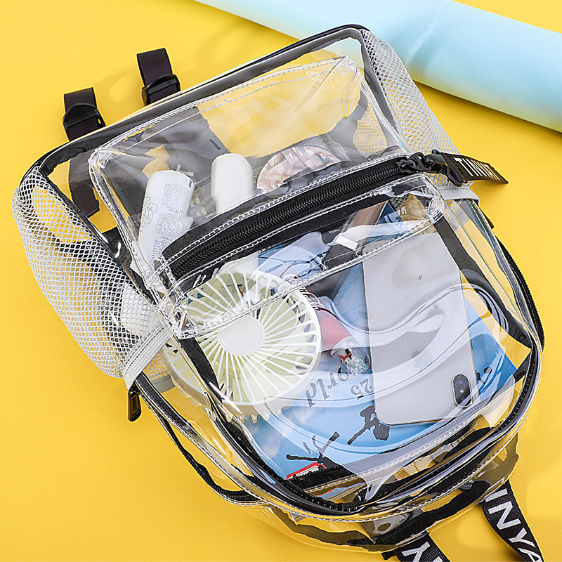 TINYAT modes mugursoma sievietēm Caurspīdīga PVC mugursoma Beach Caurspīdīga ceļojumu mugursomas soma pusaudžu meitenēm Estētiska mugursoma