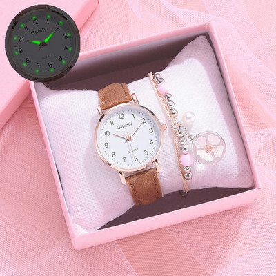 Gaiety márka 2 DB szett női karóra divatos bőr női kvarc karóra ruhaóra női óra lánynak Reloj Mujer doboz nélkül