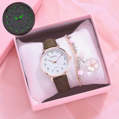 Gaiety márka 2 DB szett női karóra divatos bőr női kvarc karóra ruhaóra női óra lánynak Reloj Mujer doboz nélkül