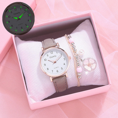 Gaiety márka 2 DB szett női karóra divatos bőr női kvarc karóra ruhaóra női óra lánynak Reloj Mujer doboz nélkül