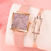 reloj mujer Ceas pătrat de modă pentru femei, ocazional, curea din piele, ceas de mână cu quartz, ceasuri de damă, brățară de aur, zegarek damski