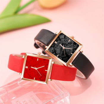 reloj mujer Fashion Square ρολόι για γυναίκες Casual δερμάτινο λουρί Quartz ρολόι καρπού γυναικείο χρυσό βραχιόλι ρολόγια zegarek damski