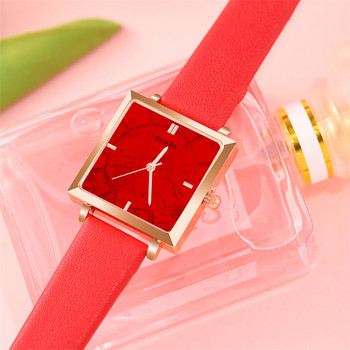 reloj mujer Fashion Square ρολόι για γυναίκες Casual δερμάτινο λουρί Quartz ρολόι καρπού γυναικείο χρυσό βραχιόλι ρολόγια zegarek damski