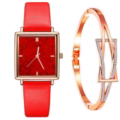 reloj mujer Ceas pătrat de modă pentru femei, ocazional, curea din piele, ceas de mână cu quartz, ceasuri de damă, brățară de aur, zegarek damski