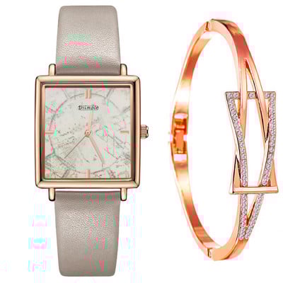 reloj mujer Ceas pătrat de modă pentru femei, ocazional, curea din piele, ceas de mână cu quartz, ceasuri de damă, brățară de aur, zegarek damski