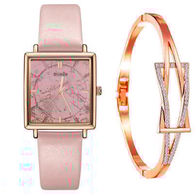 reloj mujer Ceas pătrat de modă pentru femei, ocazional, curea din piele, ceas de mână cu quartz, ceasuri de damă, brățară de aur, zegarek damski