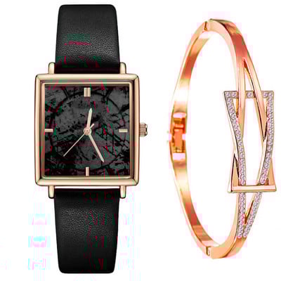 reloj mujer Ceas pătrat de modă pentru femei, ocazional, curea din piele, ceas de mână cu quartz, ceasuri de damă, brățară de aur, zegarek damski