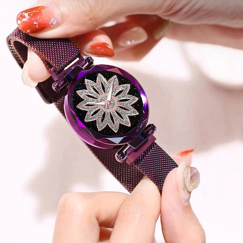 2023-as egyéniség, romantikus, csillagos égbolt, női mágneses csatos karórák, divatos női strasszos, virágos, acélhálós öves kvarcóra