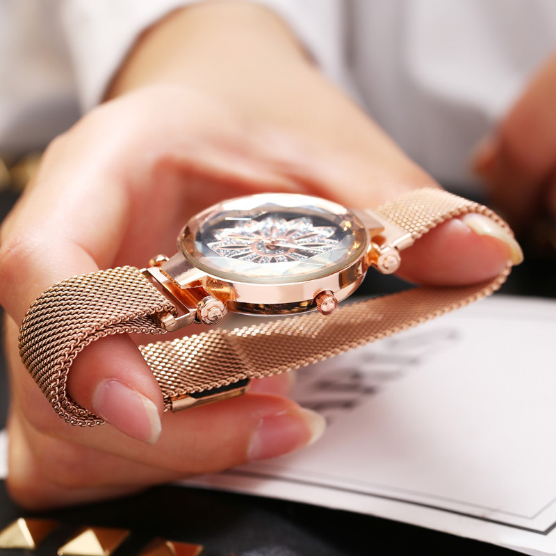 2023-as egyéniség, romantikus, csillagos égbolt, női mágneses csatos karórák, divatos női strasszos, virágos, acélhálós öves kvarcóra