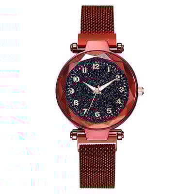Relogio Feminino Moda Femei Ceasuri cu cer înstelat Ceas cu curea din plasă magnetică Rochie de femei Ceas de mână cu quartz luminos Zegarek Damski