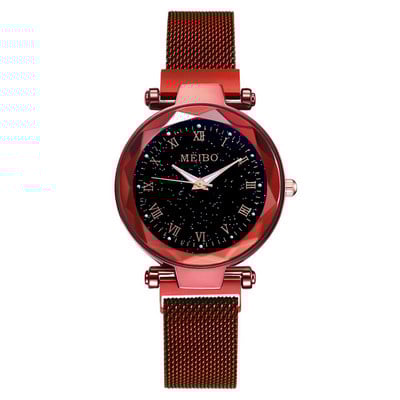 Relogio Feminino Moda Femei Ceasuri cu cer înstelat Ceas cu curea din plasă magnetică Rochie de femei Ceas de mână cu quartz luminos Zegarek Damski