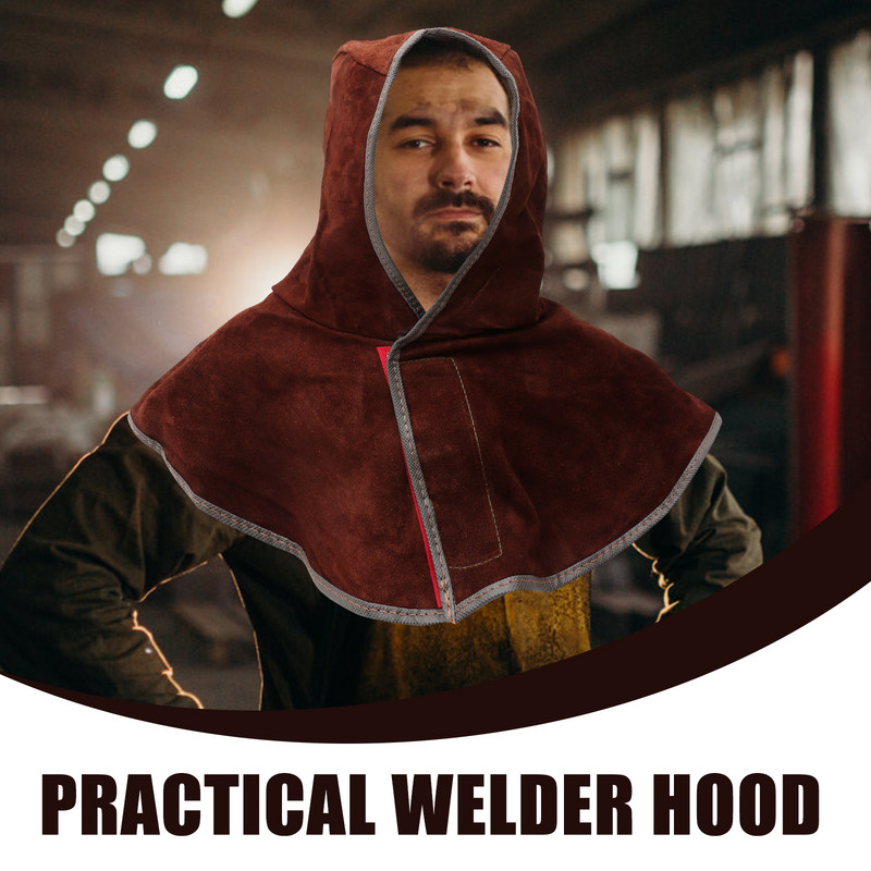 Cape Welder Hat aizsargvāciņi Galvas aizsardzība Metināšana Govs ādas kapuce Sieviešu šalle