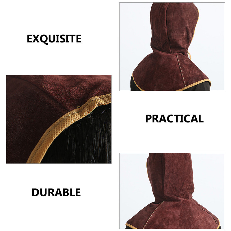 Cape Welder Hat aizsargvāciņi Galvas aizsardzība Metināšana Govs ādas kapuce Sieviešu šalle