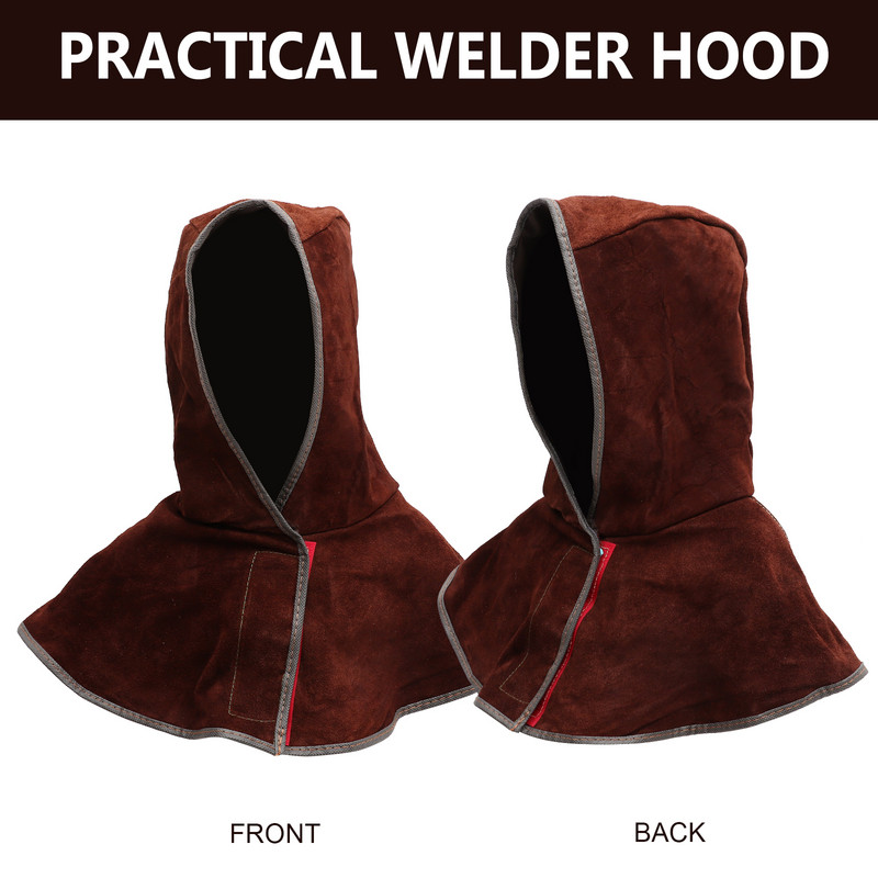Cape Welder Hat aizsargvāciņi Galvas aizsardzība Metināšana Govs ādas kapuce Sieviešu šalle