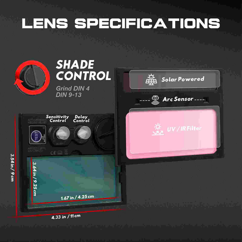 Metināšanas maska Caurspīdīgi brilles Argona loka cepure Saules uzlādējama automātiska aptumšošana