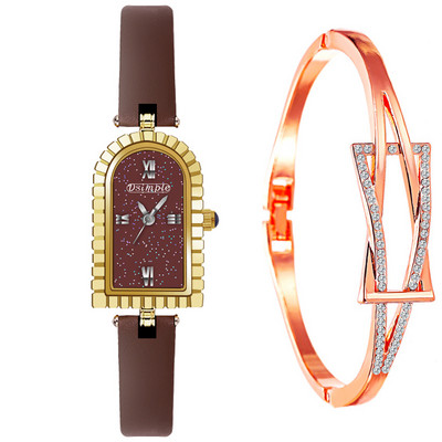 reloj mujer Modes Rozā zelta rokas pulkstenis sievietēm Ādas siksniņas kvarca rokas pulkstenis Sieviešu zelta rokassprādzes pulksteņi relogio feminino