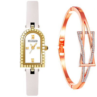 reloj mujer Modes Rozā zelta rokas pulkstenis sievietēm Ādas siksniņas kvarca rokas pulkstenis Sieviešu zelta rokassprādzes pulksteņi relogio feminino