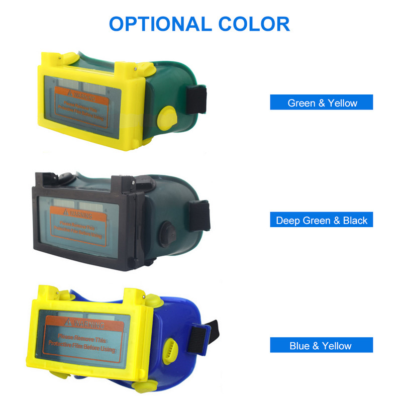 Napelemes automata, változó fényű hegesztőüvegek kettős lencsés hegesztési tükröződés elleni védelemmel, argon ívhegesztési szemüveggel