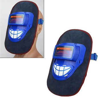 Телешка кожена електрическа маска за заваряване Каска с автоматично затъмняване с леща, лека