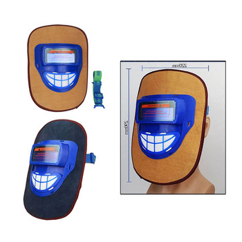 Телешка кожена електрическа маска за заваряване Каска с автоматично затъмняване с леща, лека