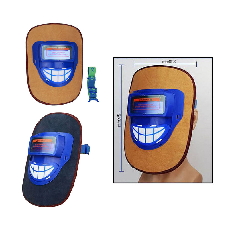 Tehénbőrbőr elektromos hegesztőmaszk, automatikus fényerő-szabályozó lencsével, könnyű