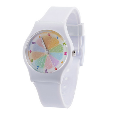 Krāsains oranžas ciparnīcas sieviešu ūdensizturīgs sporta želejas pulkstenis. Vienkārši sieviešu caurspīdīgi pulksteņi sieviešu meitenēm