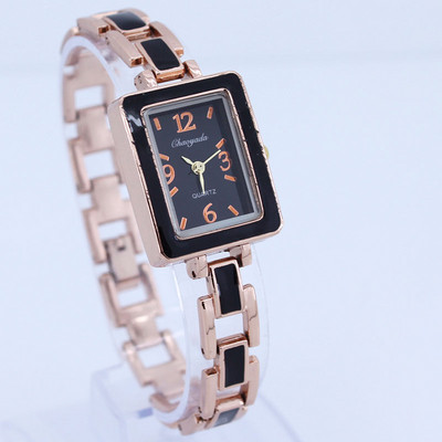 5 színben elérhető négyzet alakú női női lány rózsa arany szíj kvarc ruha karóra elemmel, új O20