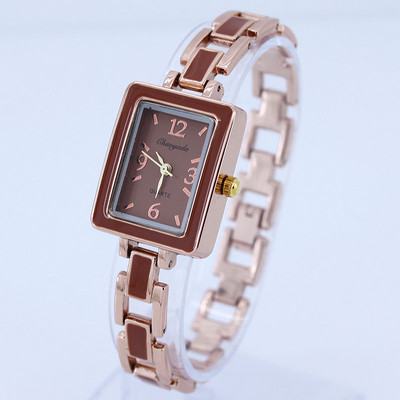5 színben elérhető négyzet alakú női női lány rózsa arany szíj kvarc ruha karóra elemmel, új O20